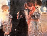 Gustav Klimt Canvas Paintings - Schubert at the Piano